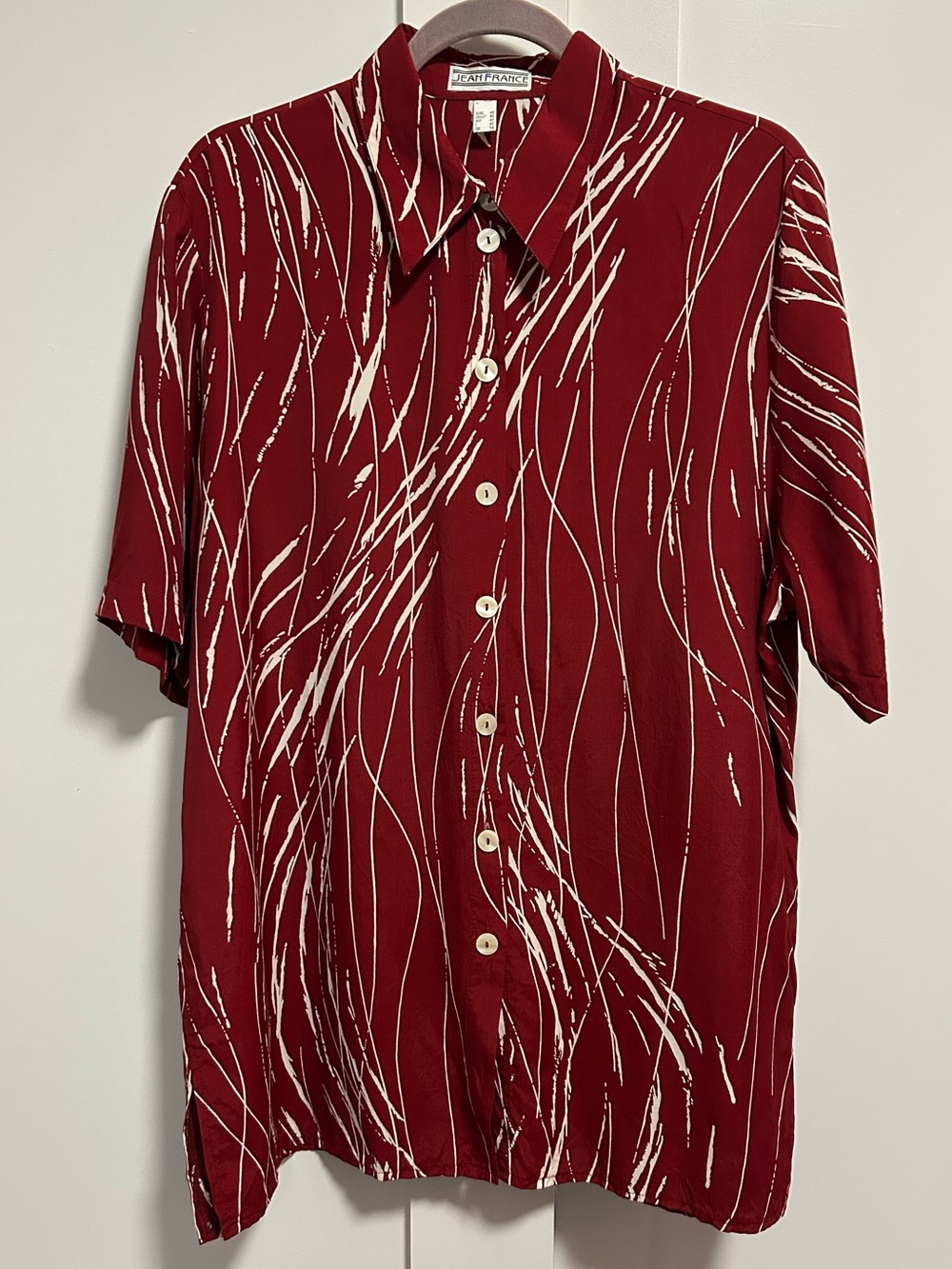 Vintage Jean France pattern short sleeve button up shirt in a size 40